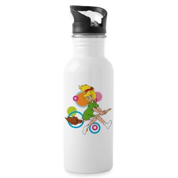 Bibi Blocksberg with Broom - 20 oz Water Bottle - white - Right