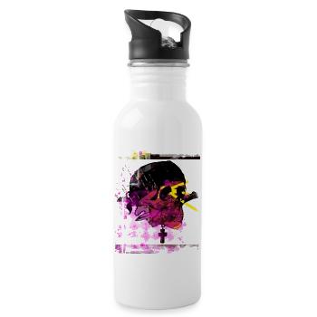 Skull Grunge paint - 20 oz Water Bottle - white - Right
