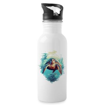 Serene Underwater Turtle - 20 oz Water Bottle - white - Right