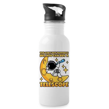 Astronaut With Telescope You Can t Buy Happiness - 20 oz Water Bottle - white - Right