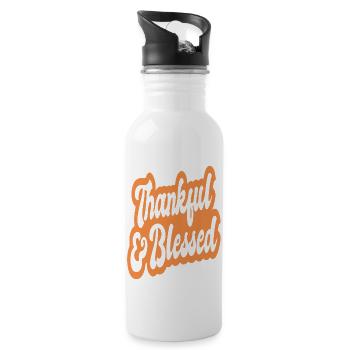 Thankful And Blessed - 20 oz Water Bottle - white - Right