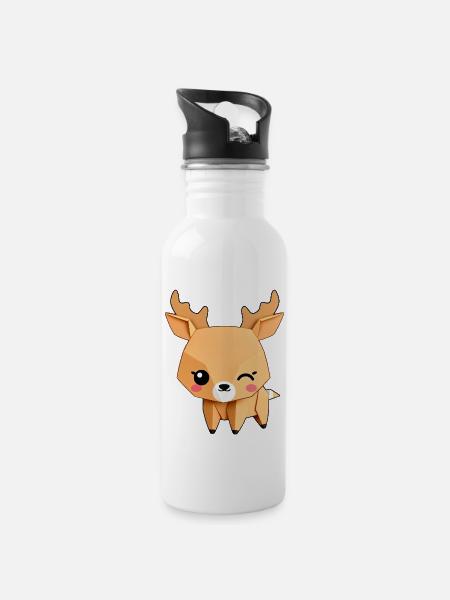 Origami Deer Art - 20 oz Water Bottle - white
