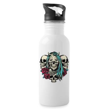  Roses and Horns - 20 oz Water Bottle - white - Right