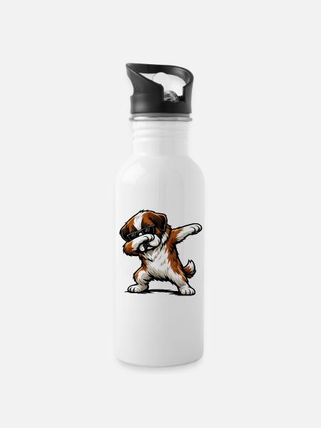 Dabbing Saint Bernard - 20 oz Water Bottle - white