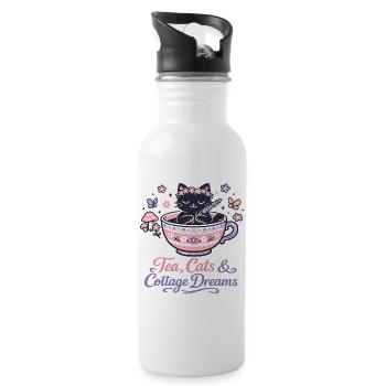 Cottagecore Cat Tea | Cozy Cat Dreams - 20 oz Water Bottle - white - Right
