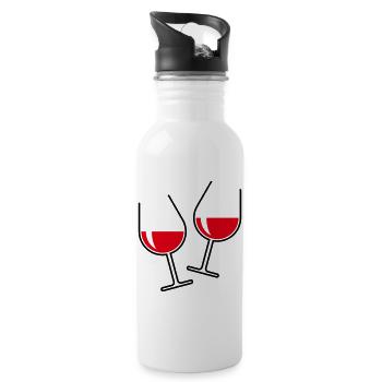 2 Toasting Red Wine Glasses (Bulbous / Open) - 20 oz Water Bottle - white - Right
