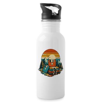 Retro Cassette Mountain Sunset - 20 oz Water Bottle - white - Right