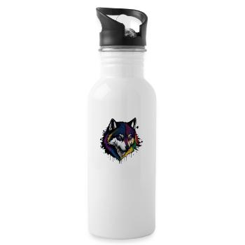 Color-wolf Throw Pillow - 20 oz Water Bottle - white - Right