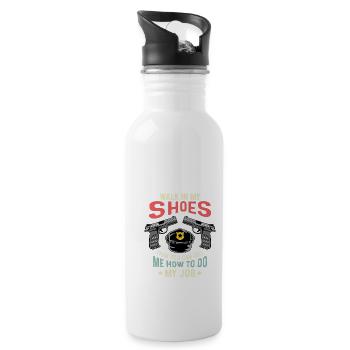 Walk my Shoes Peace Officer Gift - 20 oz Water Bottle - white - Right