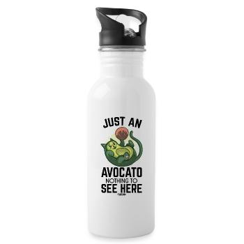 Cat plays with avocado - 20 oz Water Bottle - white - Right