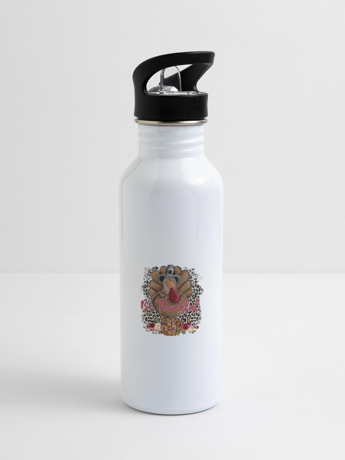 Be Thankful - 20 oz Water Bottle - white - Right