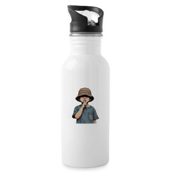 Shushing Kid in Bucket Hat - 20 oz Water Bottle - white - Right