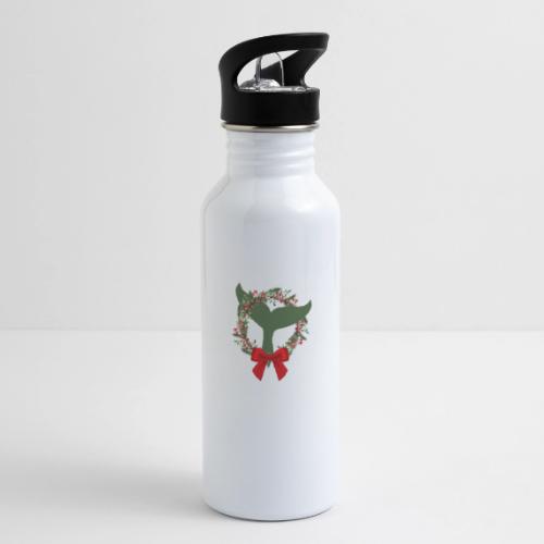 Holiday Whale Tail Wreath - 20 oz Water Bottle