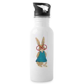 Cartoon Bunny In A Blue Dress - 20 oz Water Bottle - white - Right