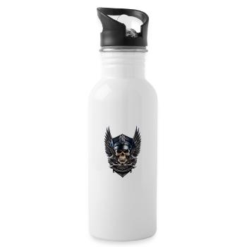 Skull with Police Cap and Wing - 20 oz Water Bottle - white - Right