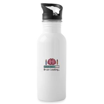 Caution Brain Loading Pixel Art Back to School - 20 oz Water Bottle - white - Right