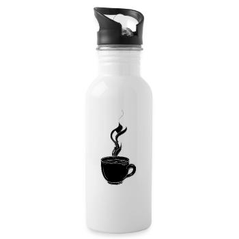 Black Coffee Cup with Steaming Vapor - 20 oz Water Bottle - white - Right