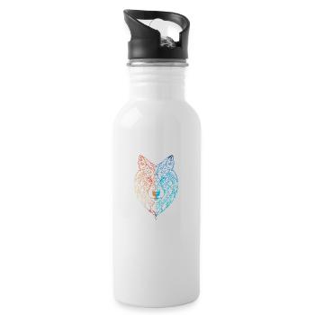 wolf face sign design - 20 oz Water Bottle - white - Right