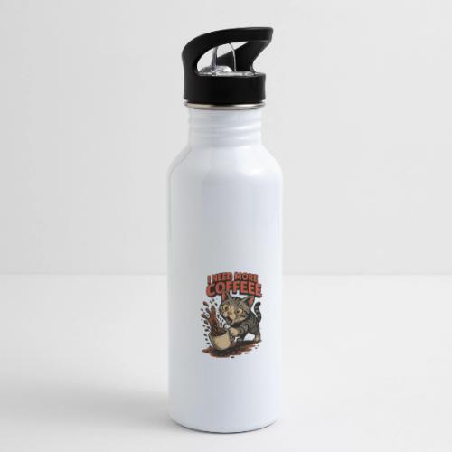 Funny Cat Coffee Lover Design – I Need More Coffee - 20 oz Water Bottle