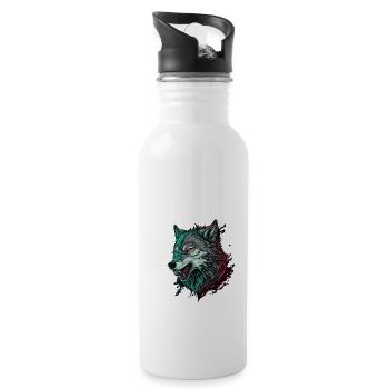wolf angry - 20 oz Water Bottle - white - Right