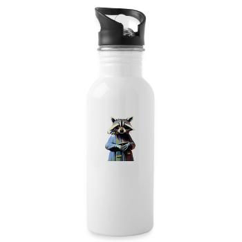 Raccoon in a coat - 20 oz Water Bottle - white - Right