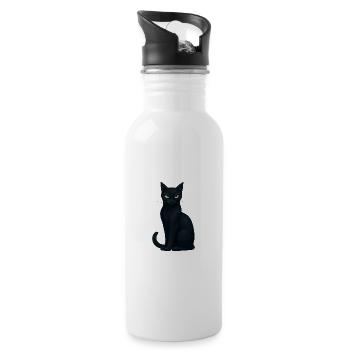 Mystical Black Cat Illustration - 20 oz Water Bottle - white - Right