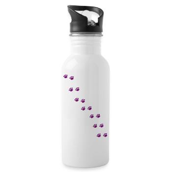 Cat Paw Prints (Purple) - 20 oz Water Bottle - white - Right