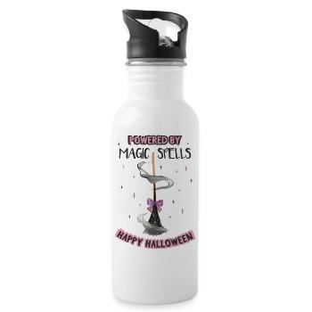 Happy Halloween. Broom Powered by Magic Spells - 20 oz Water Bottle - white - Right