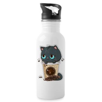 Coffee Obsessed Black Cat Beautiful Eyes - 20 oz Water Bottle - white - Right