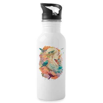 Serene Girl Watercolor - 20 oz Water Bottle - white - Right