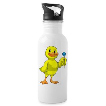Duck At Darts With Dart - 20 oz Water Bottle - white - Right
