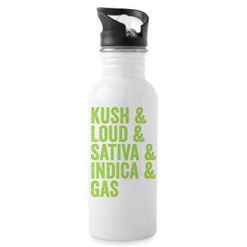 Kush & Loud & Sativa & Indica & Gas - 20 oz Water Bottle - white - Right