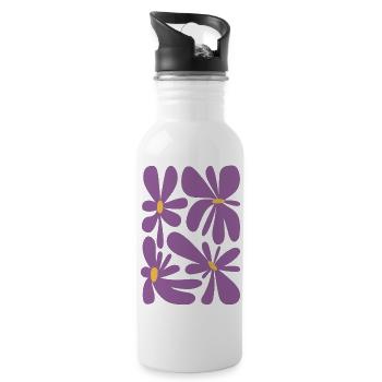 Lilac Flowers Abstract - 20 oz Water Bottle - white - Right