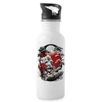 Red White Black Asian Design - 20 oz Water Bottle - white - Right
