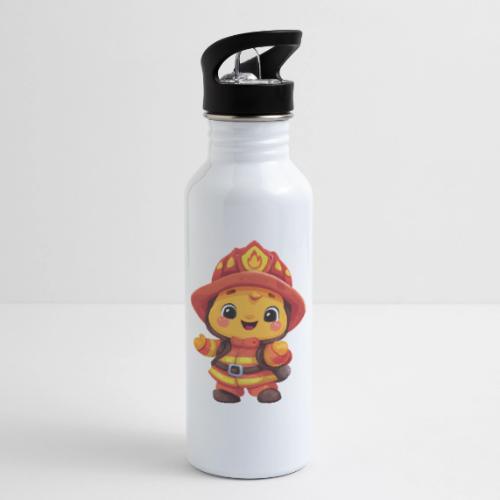 Cute Cartoon Firefighter in Red and Yellow Suit - 20 oz Water Bottle