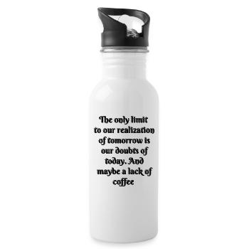 Noir Monochrome Quote Typography - 20 oz Water Bottle - white - Right