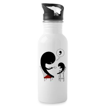 Red Origami Boat on Black - 20 oz Water Bottle - white - Right