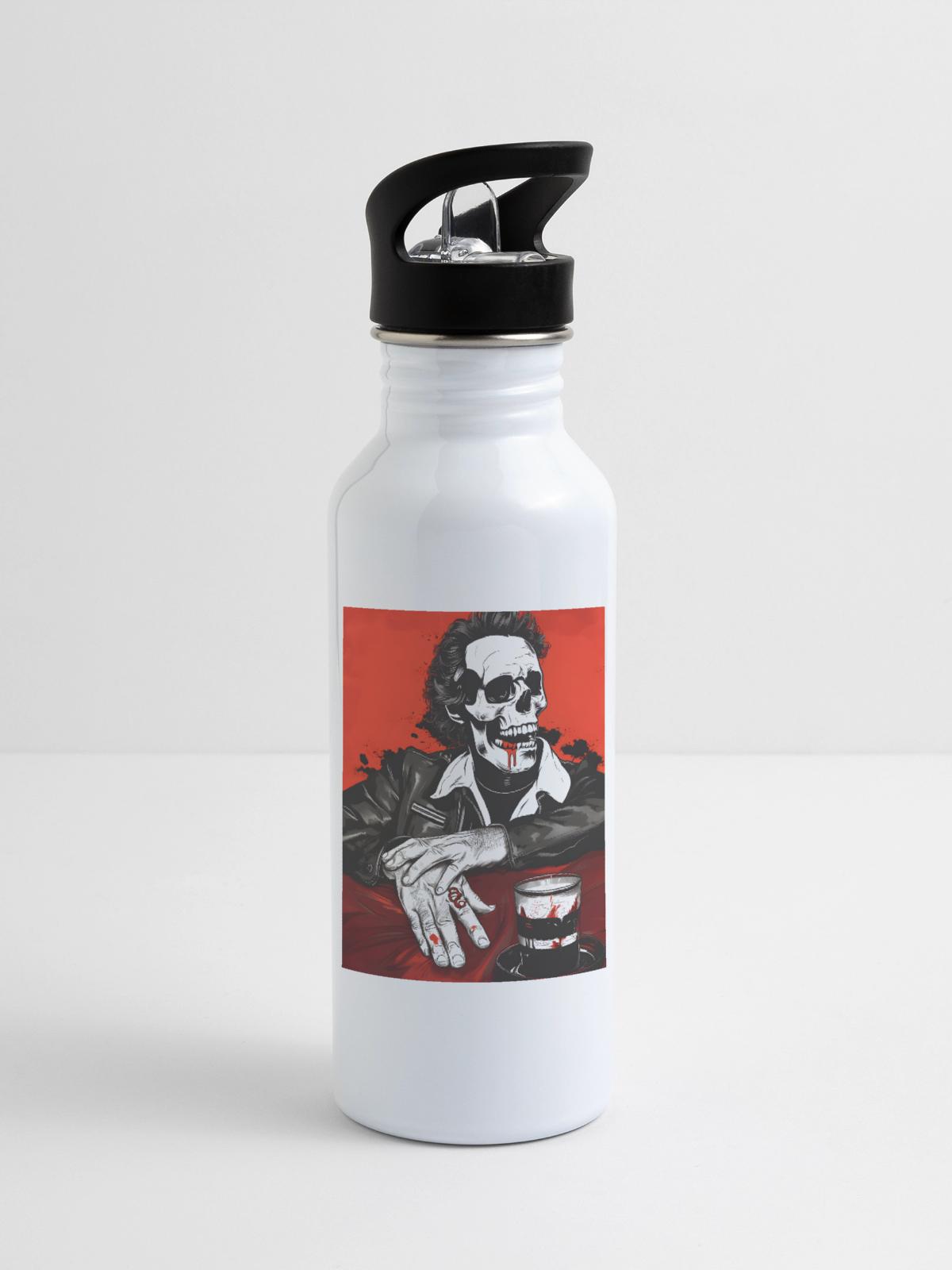 Skull Biker Noir - 20 oz Water Bottle - white - Right