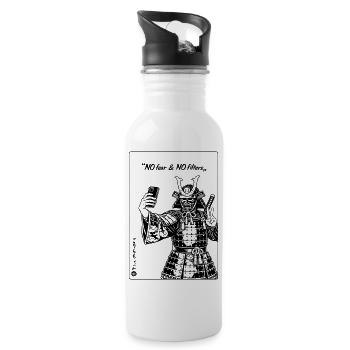 Samurai Warrior Selfie - No fear, No filters - 20 oz Water Bottle - white - Right