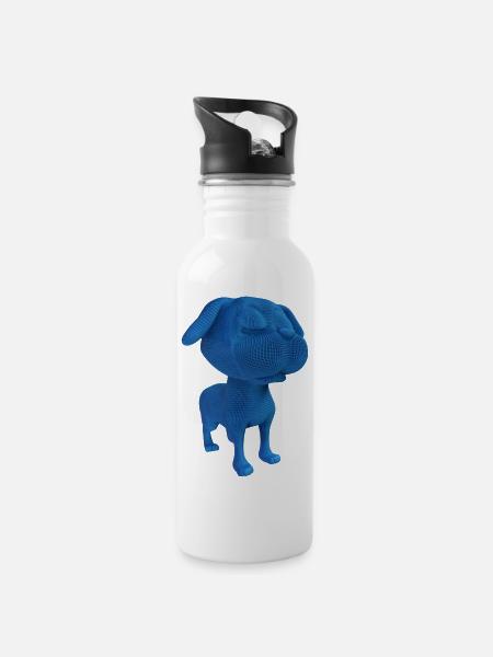 Blue Mesh Pup Covering Eyes - 20 oz Water Bottle - white