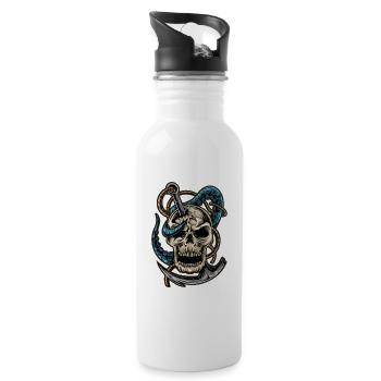 Skull and Dagger Kraken Tattoo - 20 oz Water Bottle - white - Right