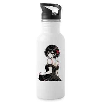 Anime Girl in Black Dress - 20 oz Water Bottle - white - Right