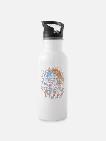 Blue Lightning Tiger Fury - 20 oz Water Bottle - white