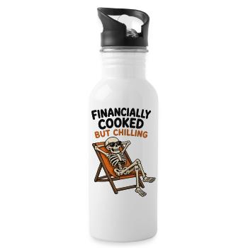 Financially cooked but chilling lazy - 20 oz Water Bottle - white - Right
