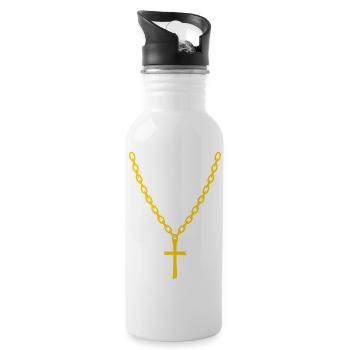 Cross Gold Chain - 20 oz Water Bottle - white - Right