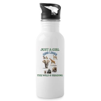 Just A Girl Who Loves The Wild and Reading - 20 oz Water Bottle - white - Right