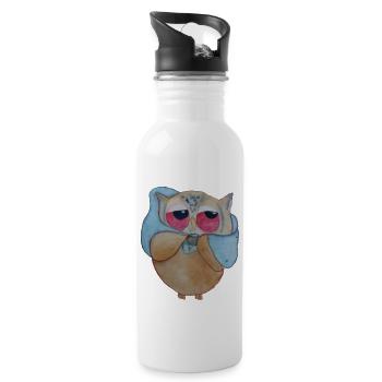 little owl with cold - 20 oz Water Bottle - white - Right