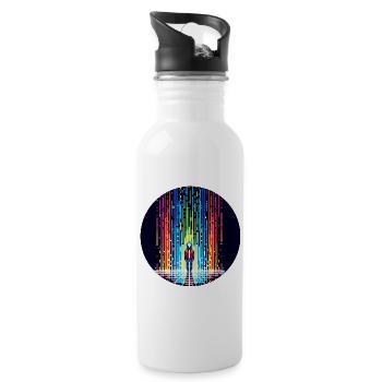 Retro Gaming Peace - Digital Rain Pixel Art - 20 oz Water Bottle - white - Right
