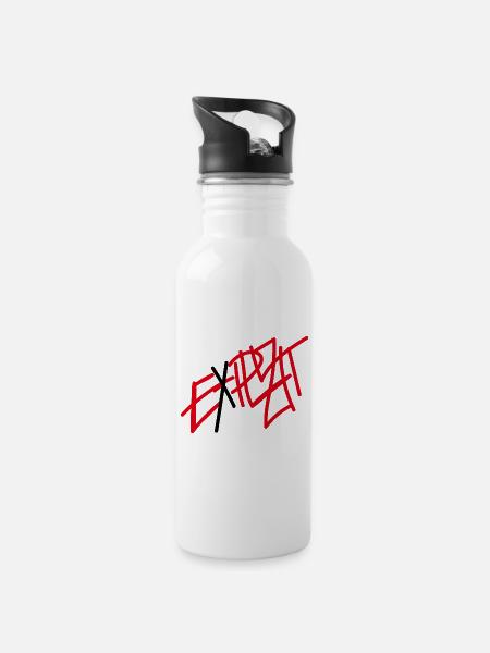 Crimson Graffiti Wordmark on Black - 20 oz Water Bottle - white