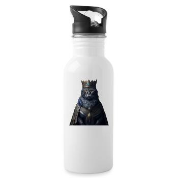 a cat dressed as a king from the 8th - 20 oz Water Bottle - white - Right